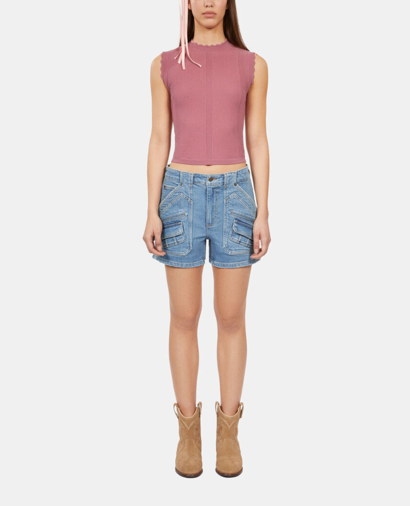 The Kooples WOMEN PINK WOOD lilac openwork knit top