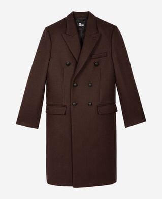 The Kooples MEN CHOCOLATE long brown wool coat