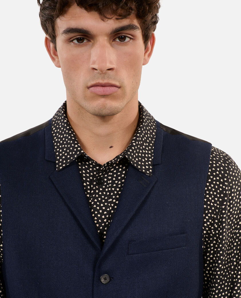 The Kooples HOMME DARK NAVY gilet en laine m&eacute;lang&eacute;e bleu marine