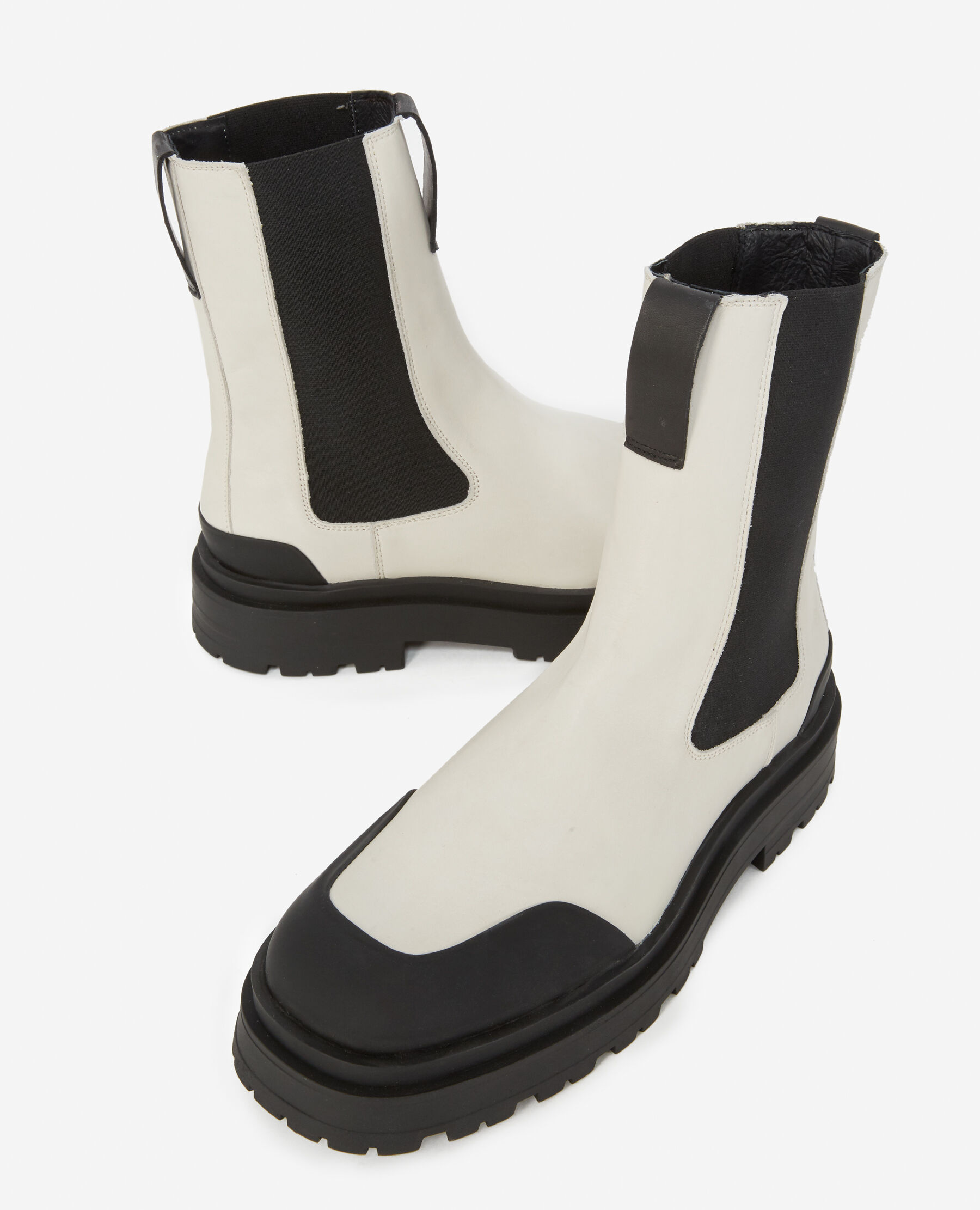 High top white leather platform Chelsea boots The Kooples