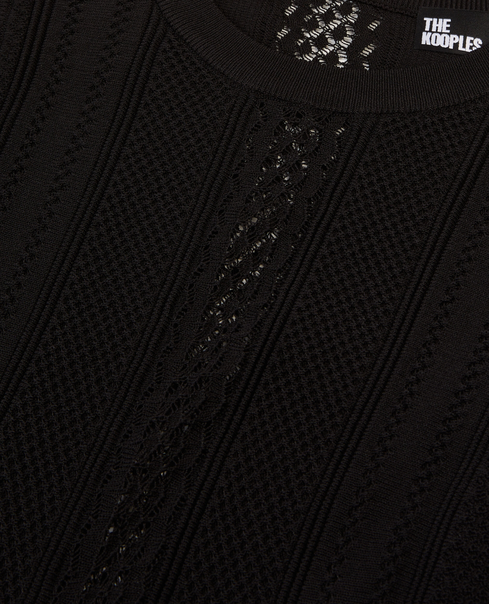 Robe longue en maille ajourée noire, BLACK, hi-res image number null