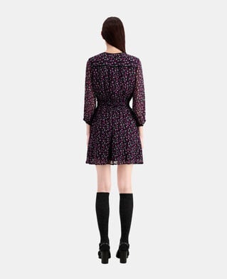 The Kooples F BLACK / PINK short printed dress with smocking