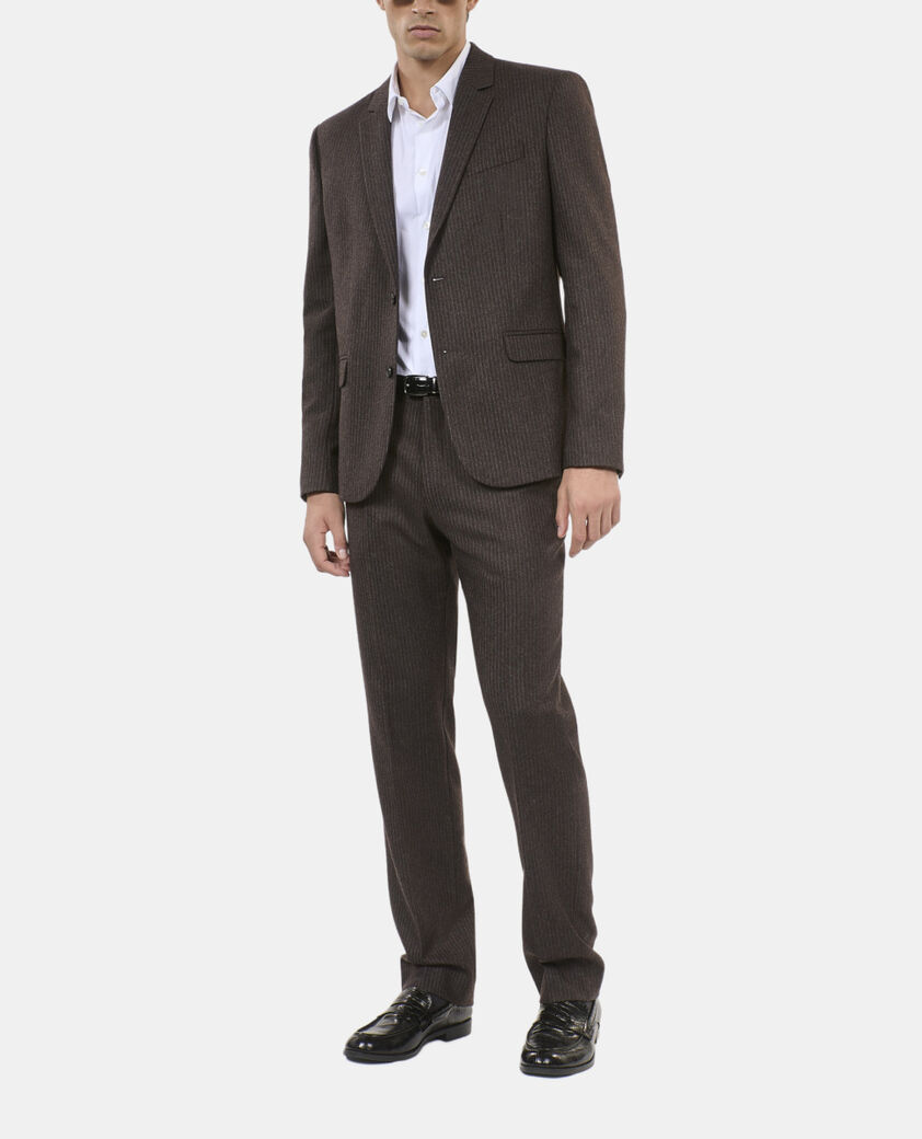 The Kooples HOMME BROWN veste de costume à rayures marron