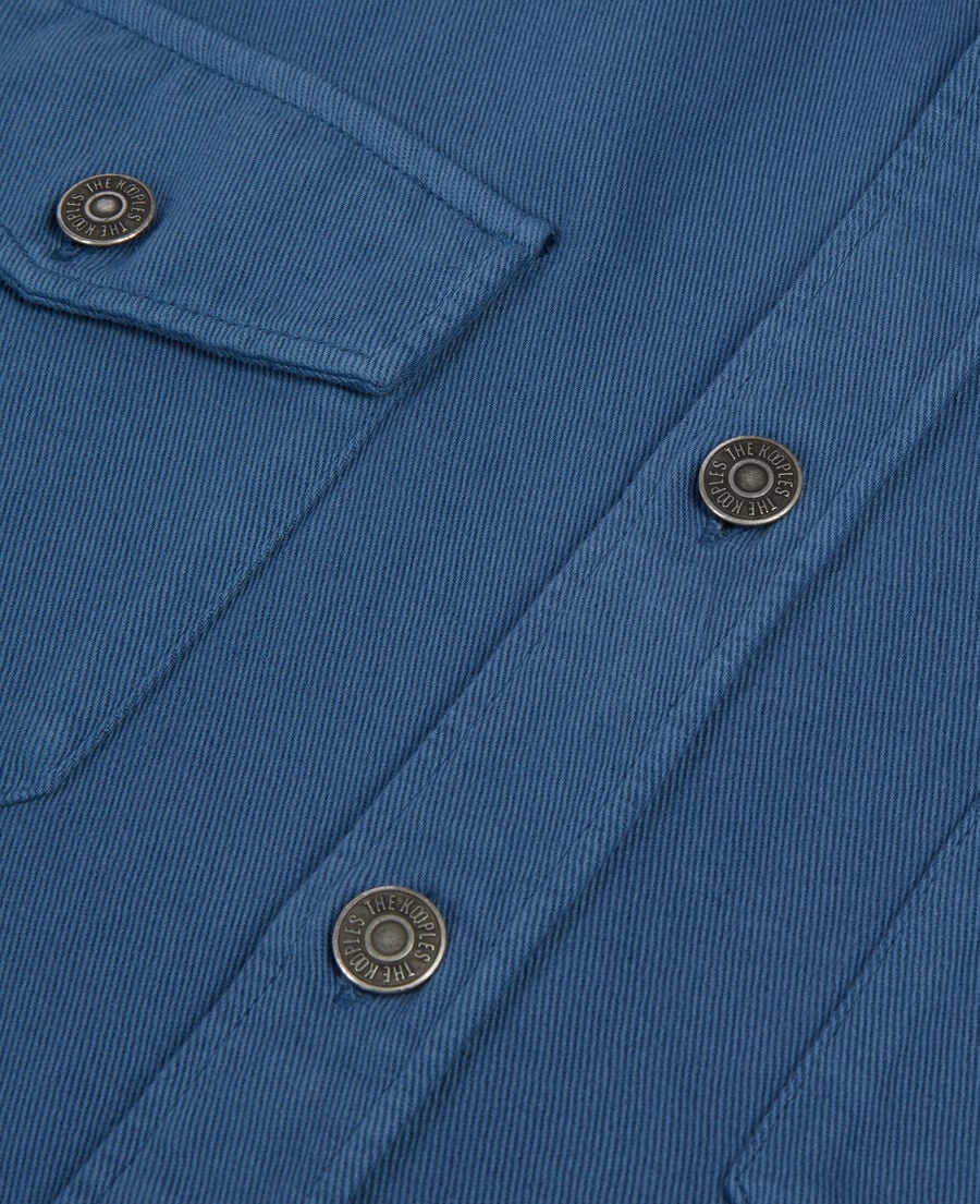 The Kooples HERREN MIDDLE NAVY blaues hemd aus leinen und baumwolle