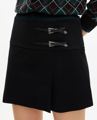 The Kooples FEMME BLACK jupe portefeuille avec boucles western courte noire
