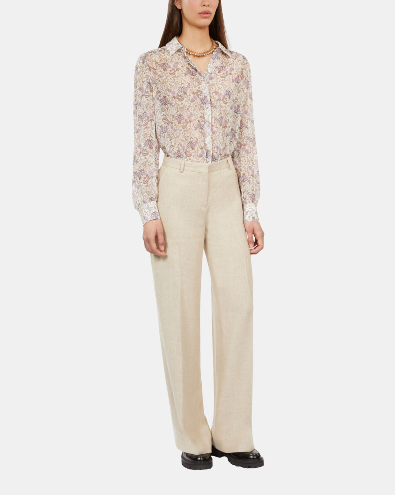 The Kooples WOMEN BEIGE ecru linen suit trousers