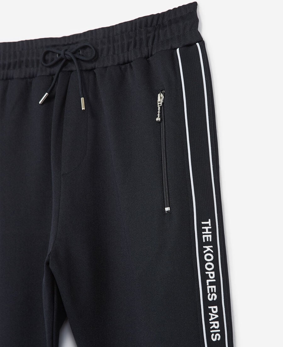 The Kooples H NAVY skinny navy blue joggers with red band, logo and zip