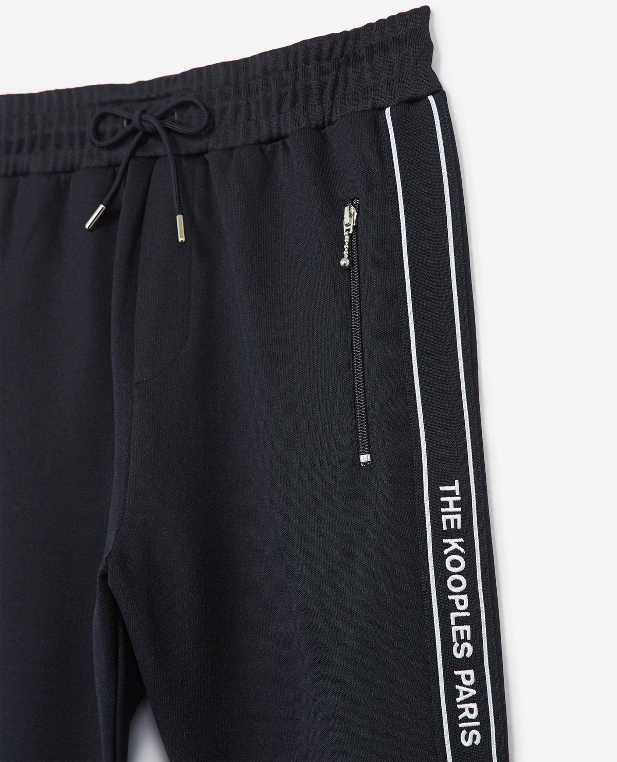 Skinny navy blue joggers with red band, logo and zip, NAVY, hi-res image number null