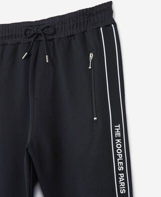 The Kooples H NAVY skinny navy blue joggers with red band, logo and zip