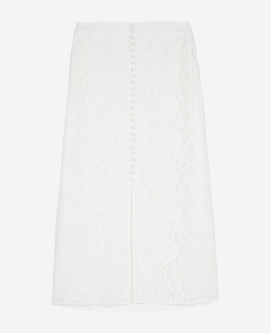The Kooples FEMME ECRU jupe longue en dentelle blanche