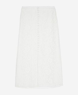 The Kooples FEMME ECRU jupe longue en dentelle blanche