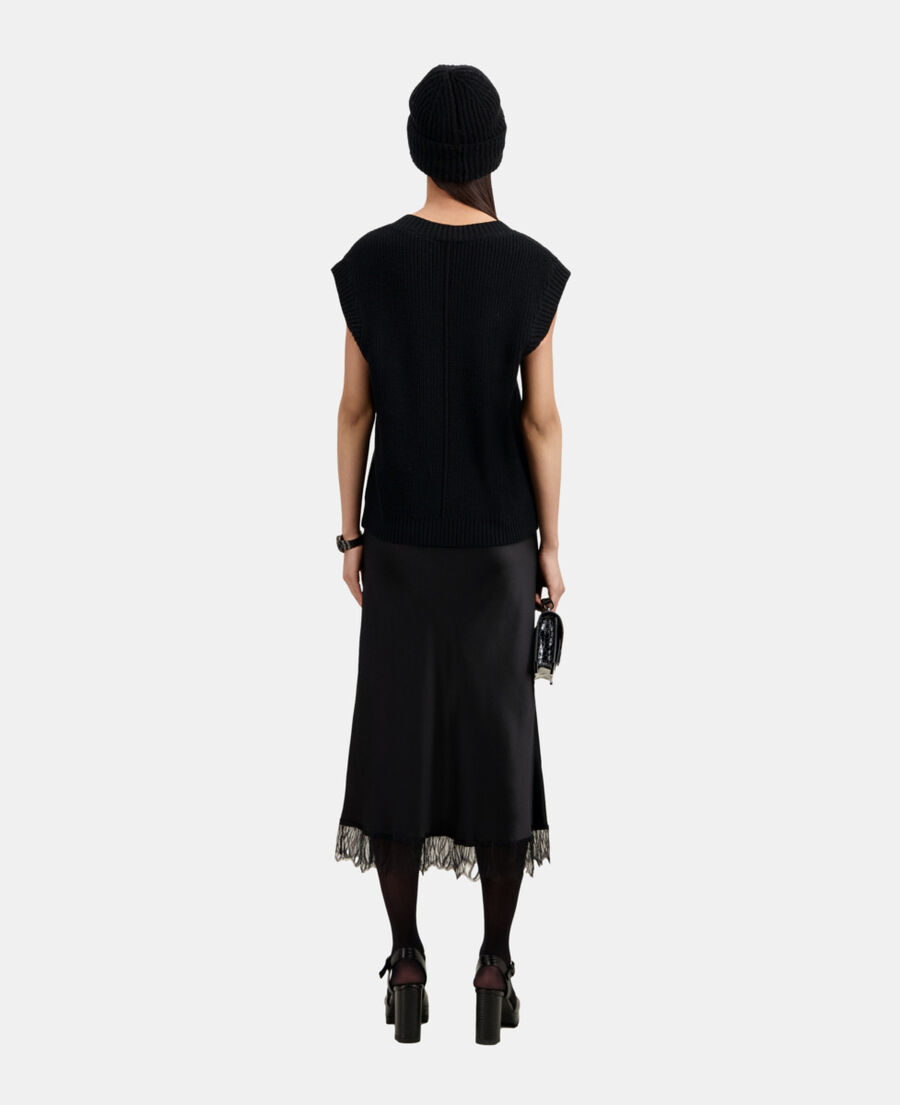 black sleeveless wool sweater