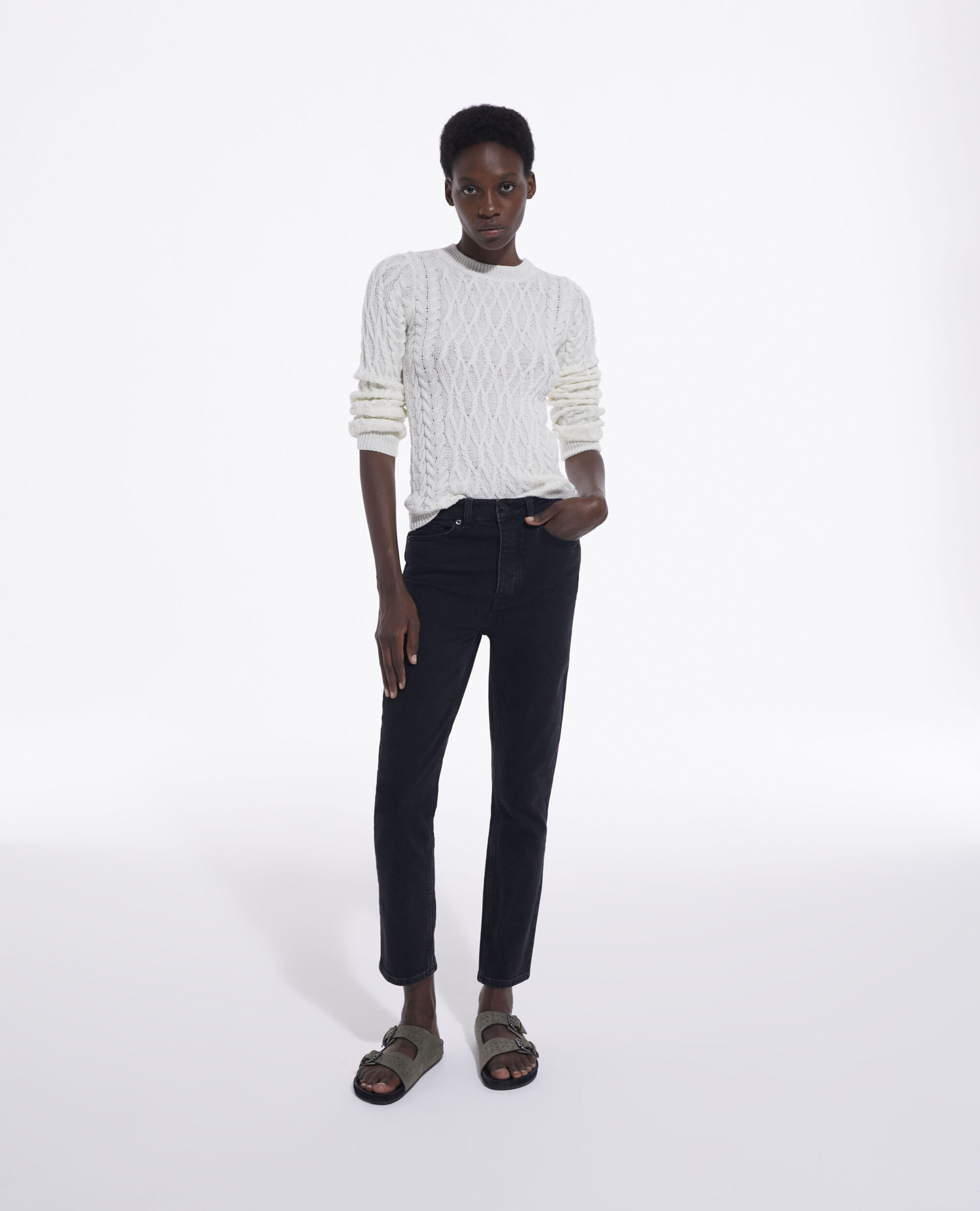 Ecru wool sweater, WHITE, hi-res image number null