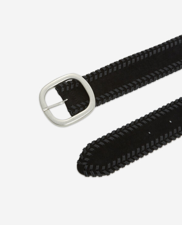 women’s suede leather belt w/ braided details