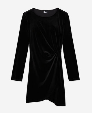 The Kooples FEMME BLACK robe courte en velours noire