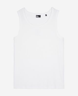 The Kooples MEN WHITE tank top with white coat-of-arms embroidery
