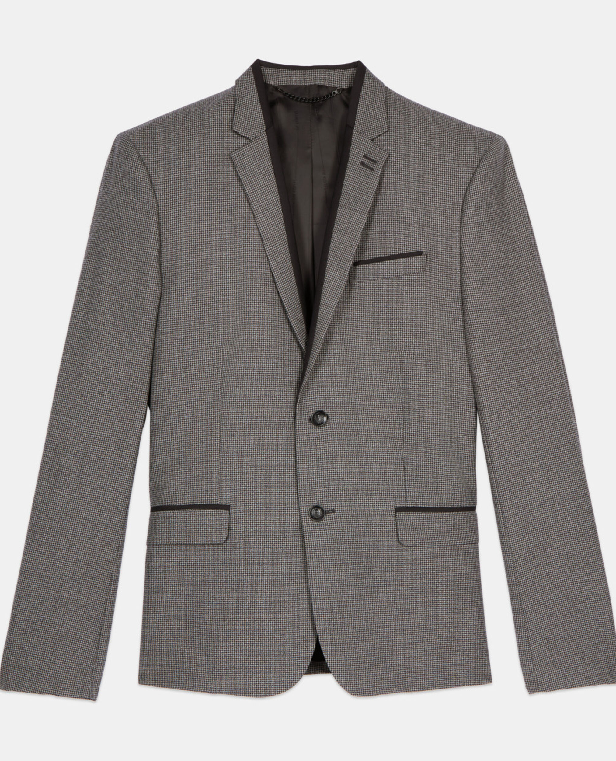Veste de costume pied de poule noir et blanc, BLACK GREY, hi-res image number null