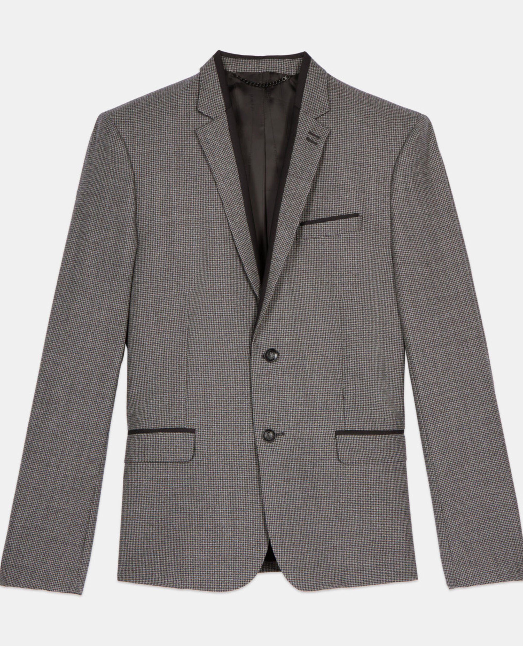 Veste de costume pied de poule noir et blanc, BLACK GREY, hi-res image number null