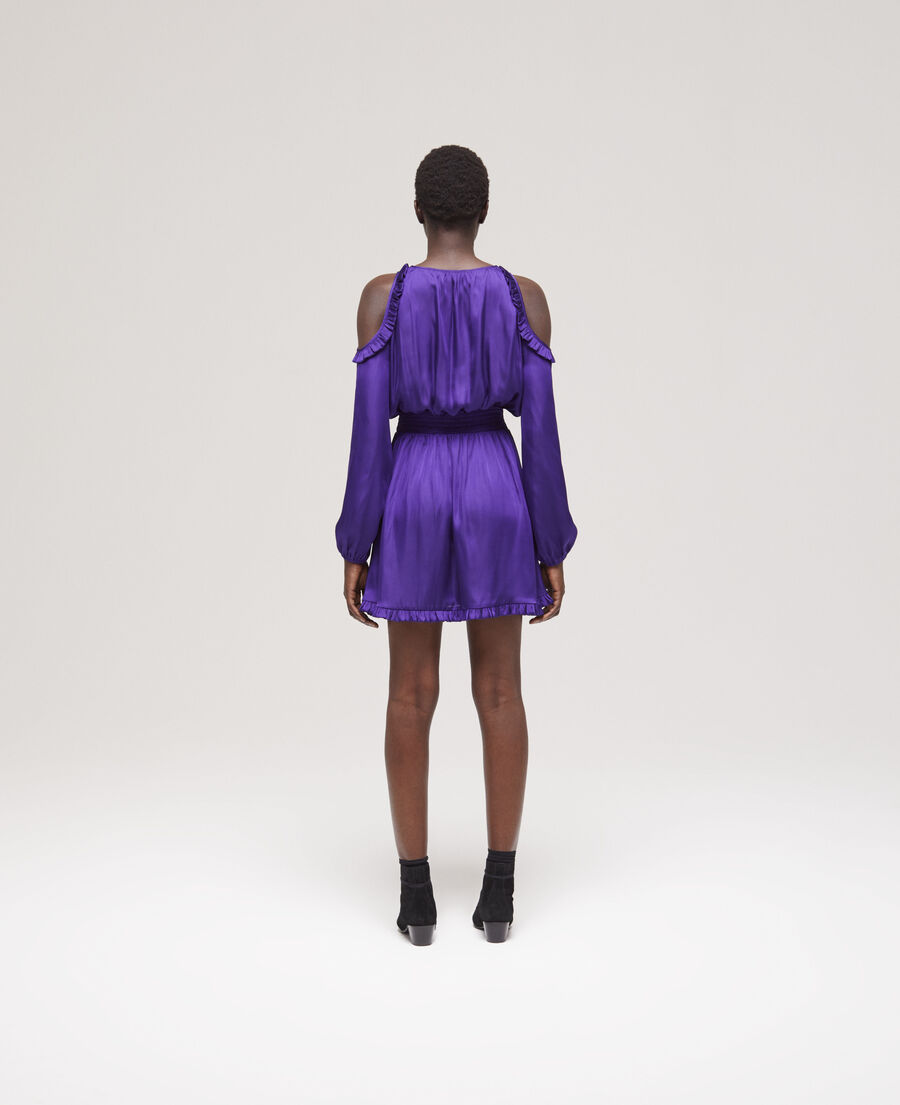 short purple dress with ruffles