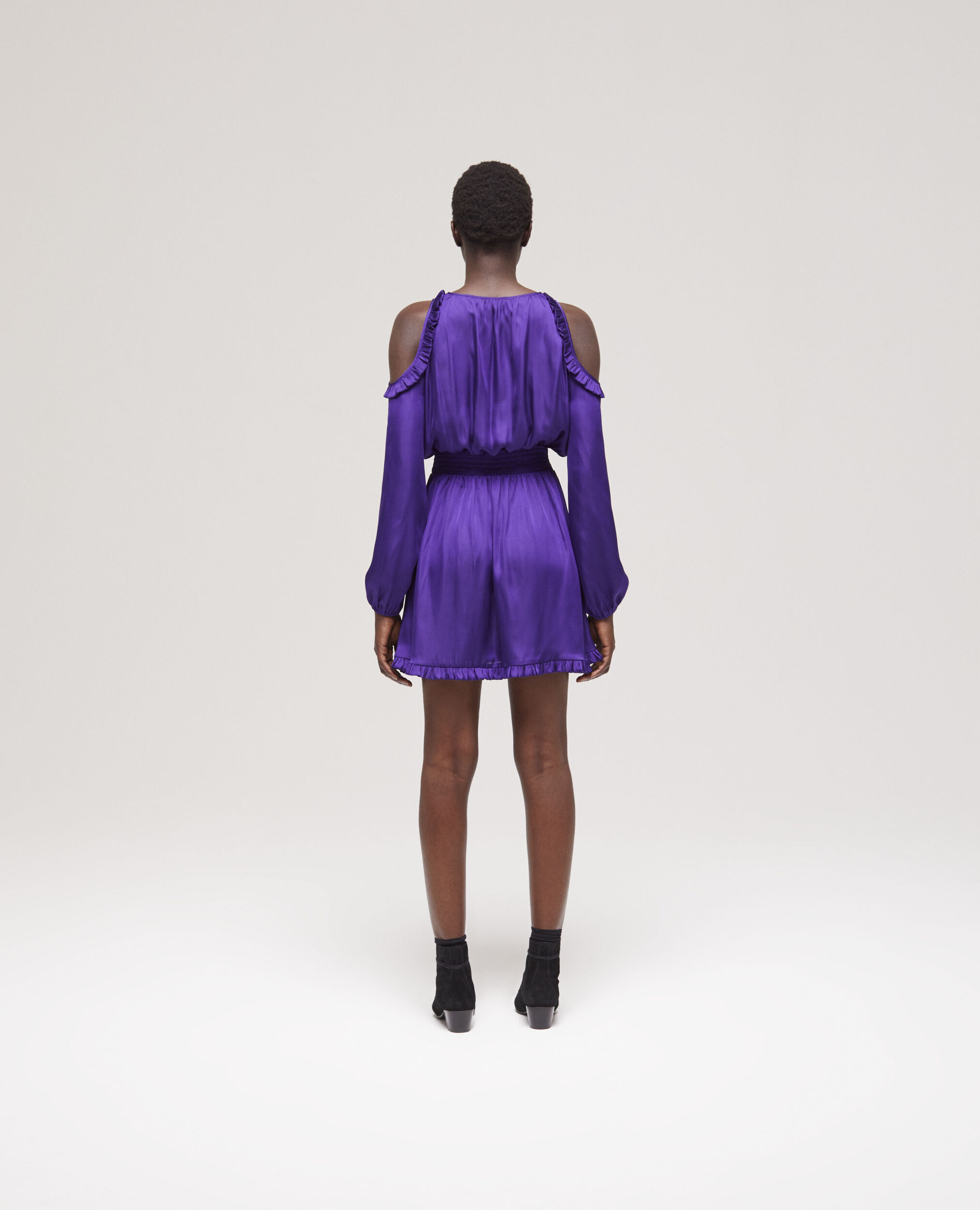 Short purple dress with ruffles, PURPLE, hi-res image number null