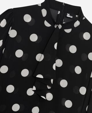 The Kooples FEMME BLACK WHITE top imprimé pois en soie mélangée noir