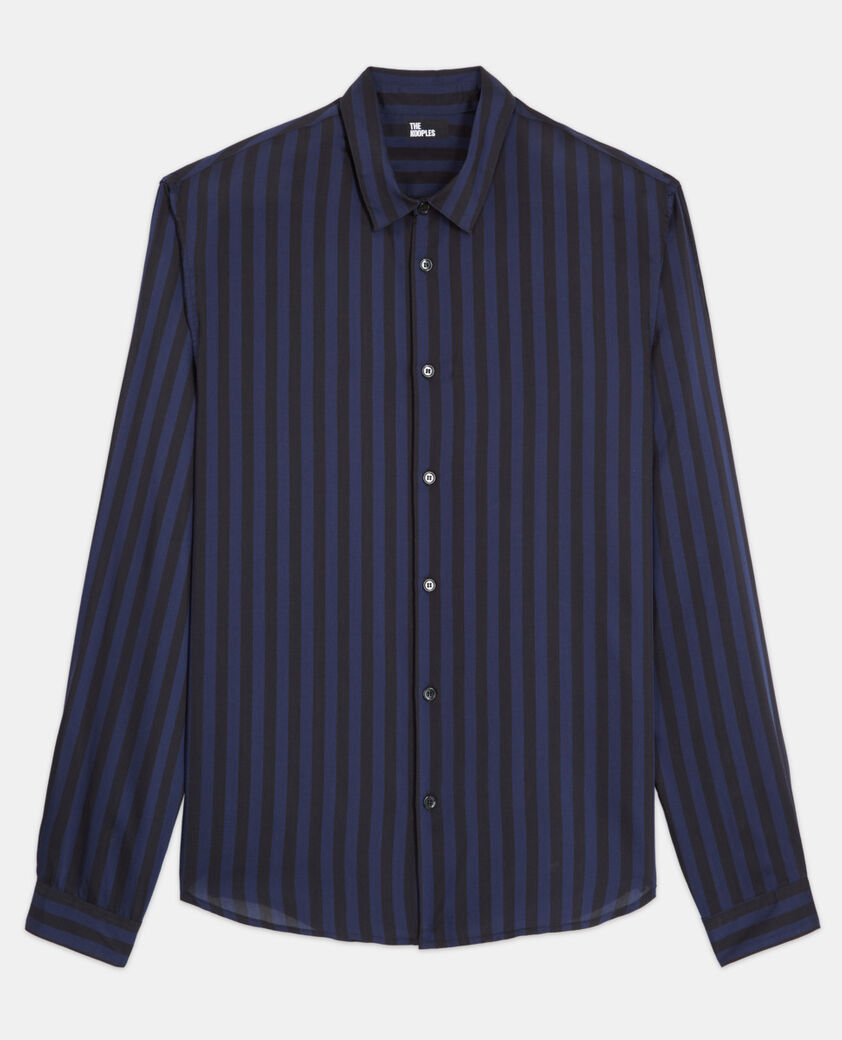The Kooples HOMME NAVY / BLACK chemise col classique à rayures