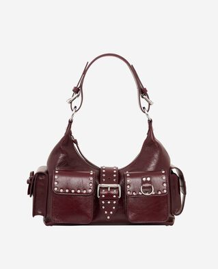 The Kooples F BORDEAUX amelia bag in burgundy cracked leather