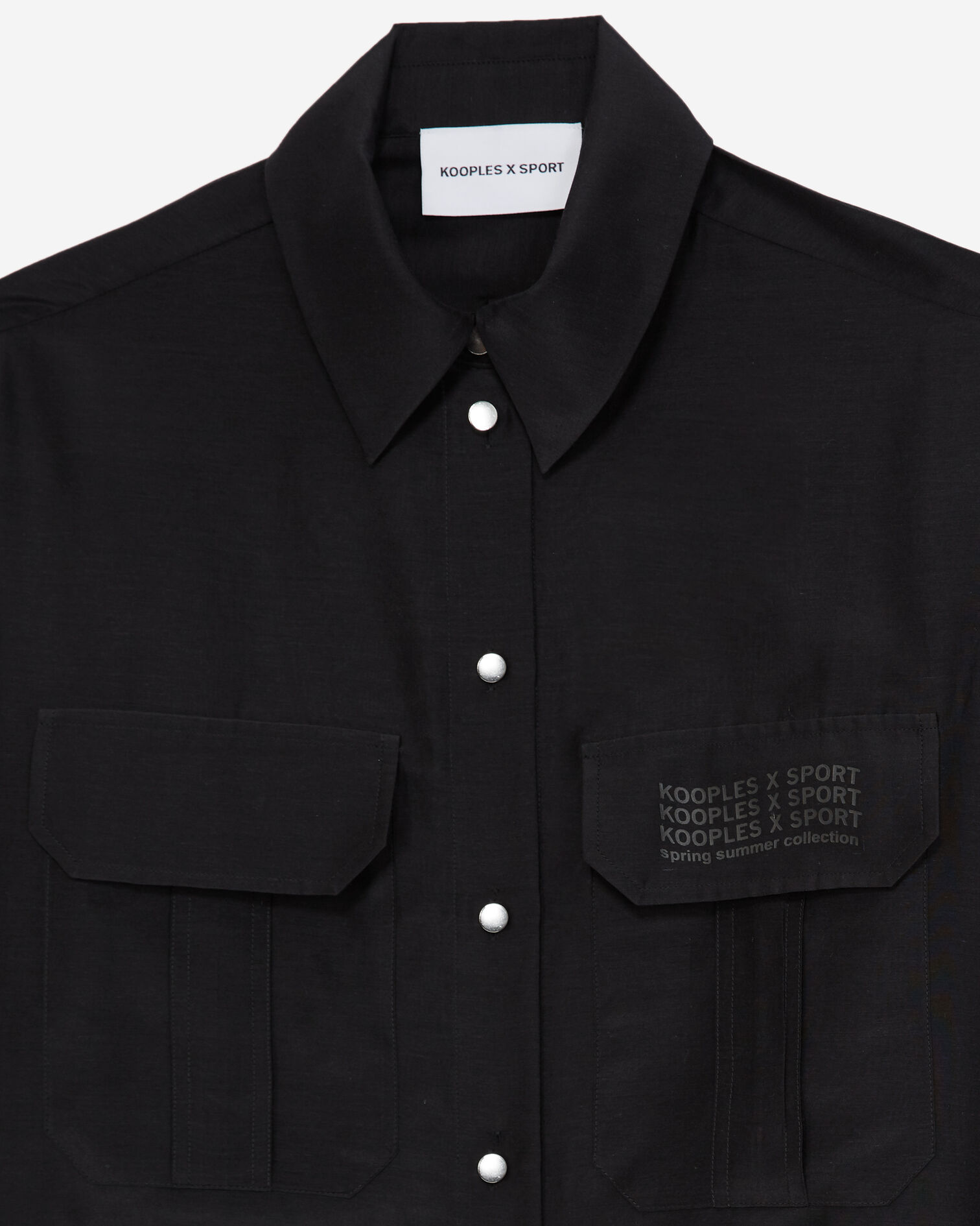 Long black shirt with breast pockets, BLACK, hi-res image number null