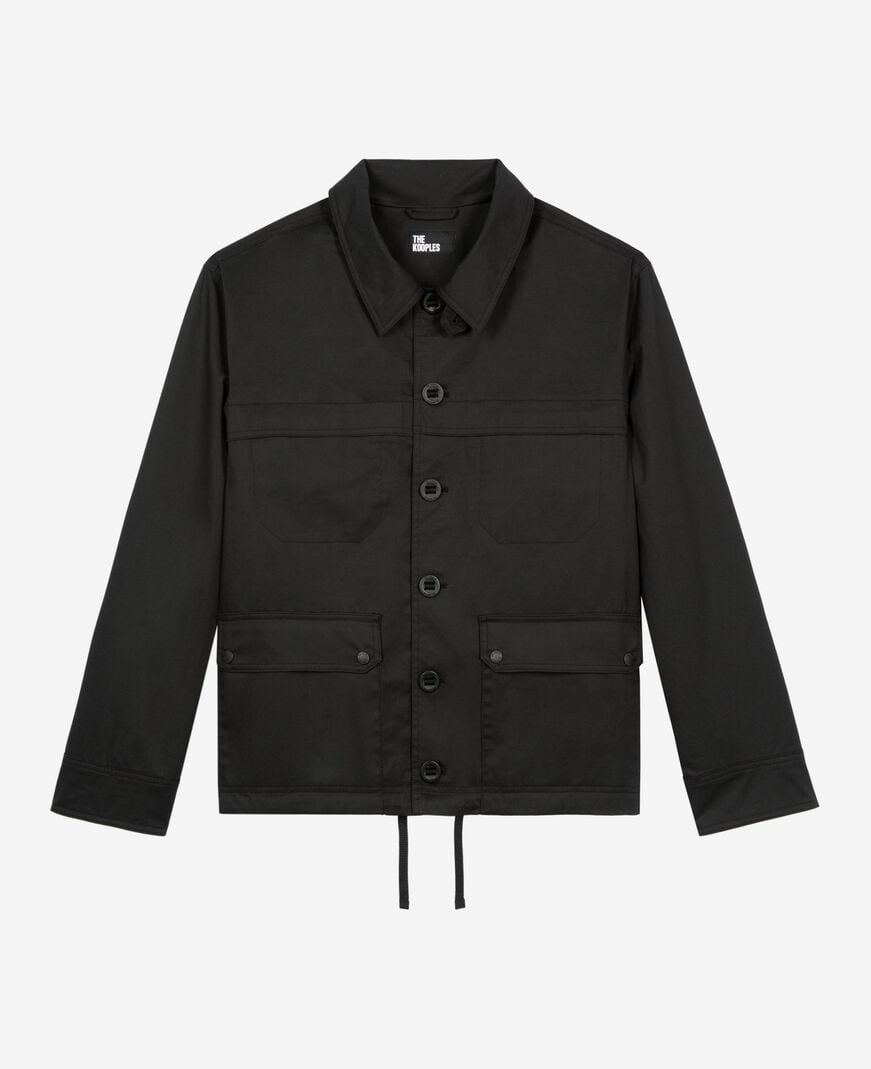 The Kooples HOMME BLACK parka courte à capuche noire