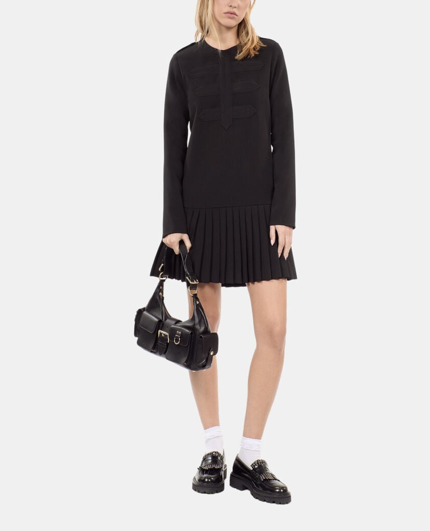 The Kooples FEMME BLACK robe courte plissée noire