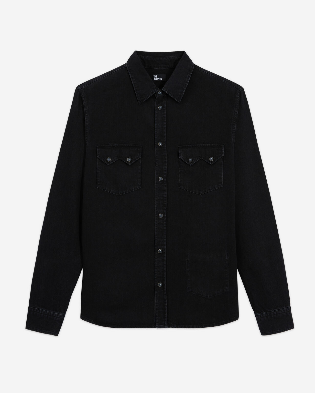 The Kooples H BLACK WASHED black classic collar denim shirt