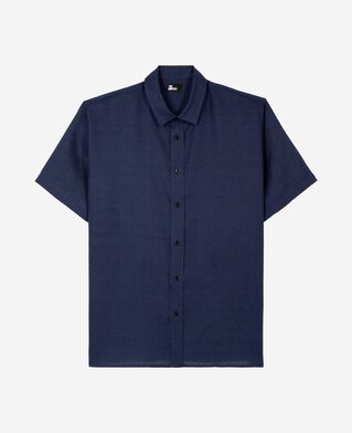 The Kooples H NAVY short-sleeved navy linen shirt