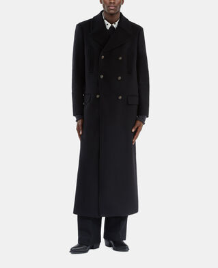 The Kooples HOMME BLACK manteau long en laine mélangée noire