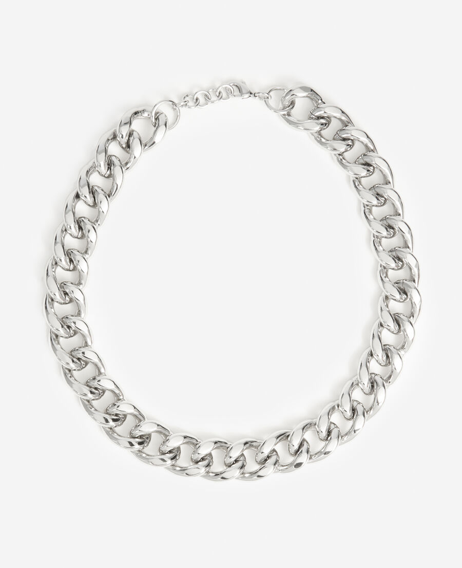 silver metal necklace with small links