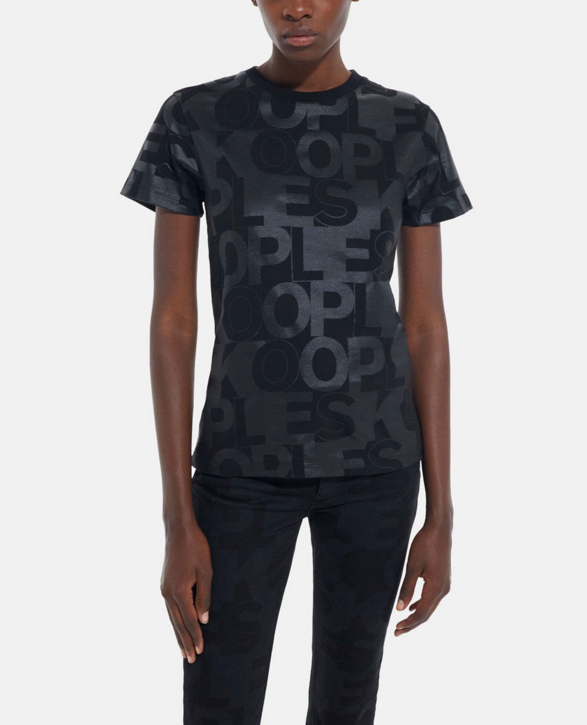 T-Shirt mit schwarzem The Kooples Logo, BLACK, hi-res image number null