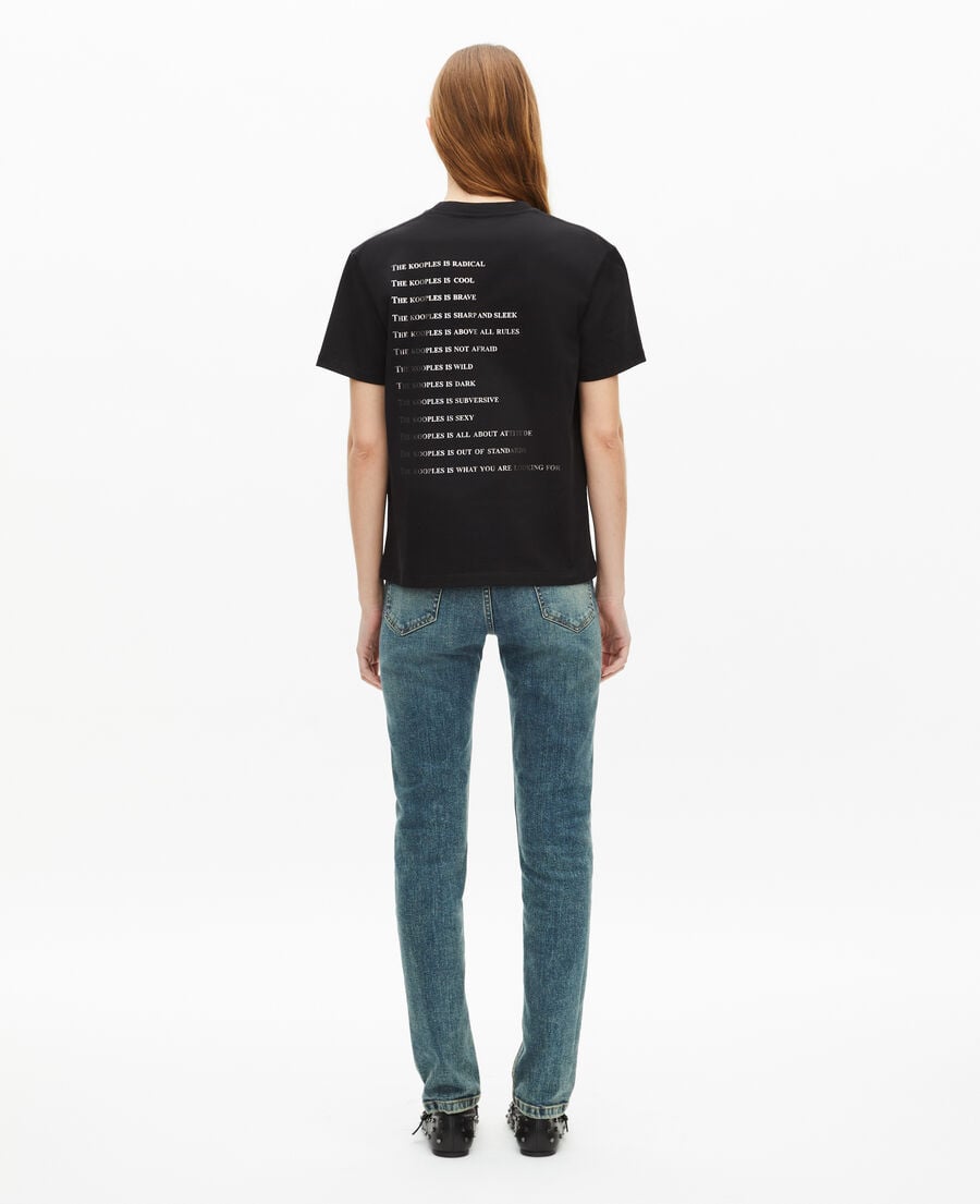 The Kooples WOMEN BLACK women's black what is rhinestone t-shirt