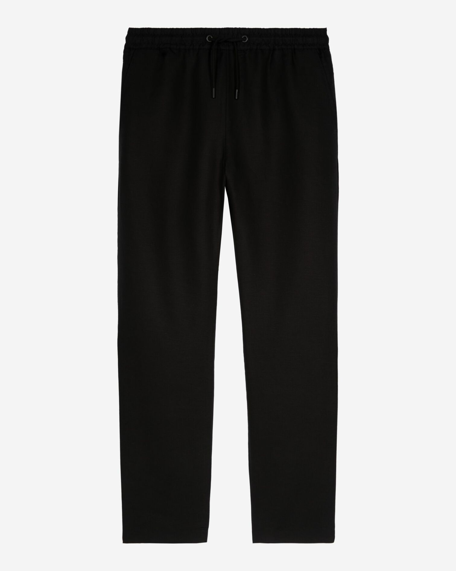Black straight-leg pants, BLACK, hi-res image number null