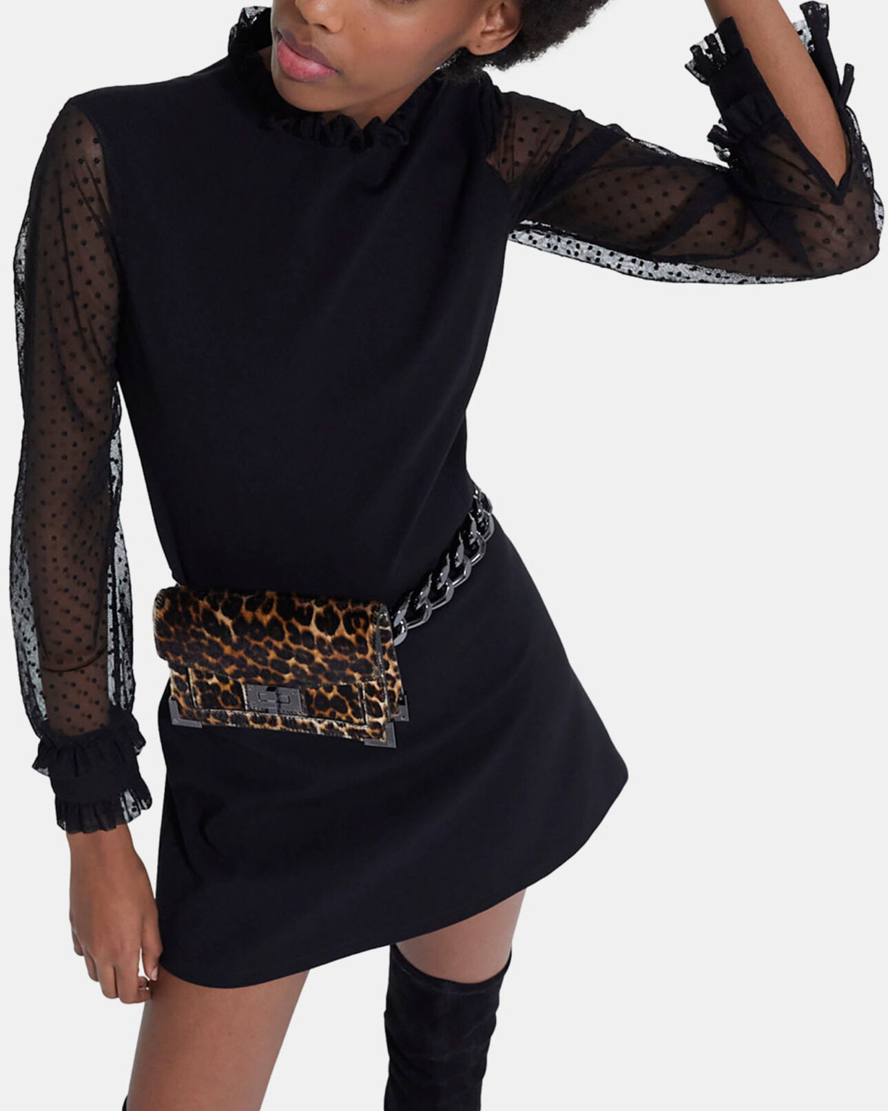 The Kooples WOMEN BLACK short black dress with high neck