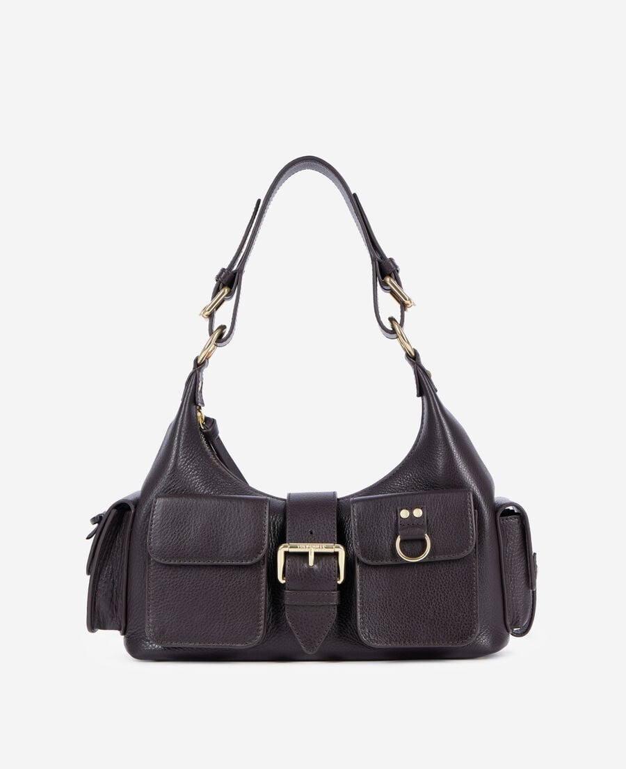 The Kooples DAMEN BROWN braune amelia tasche aus genarbtes leder