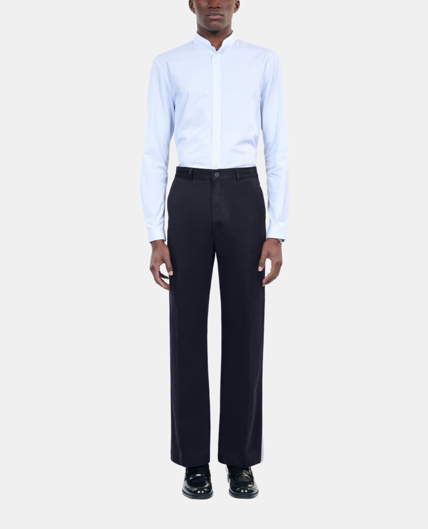 The Kooples HOMME null pantalon large en coton bleu marine