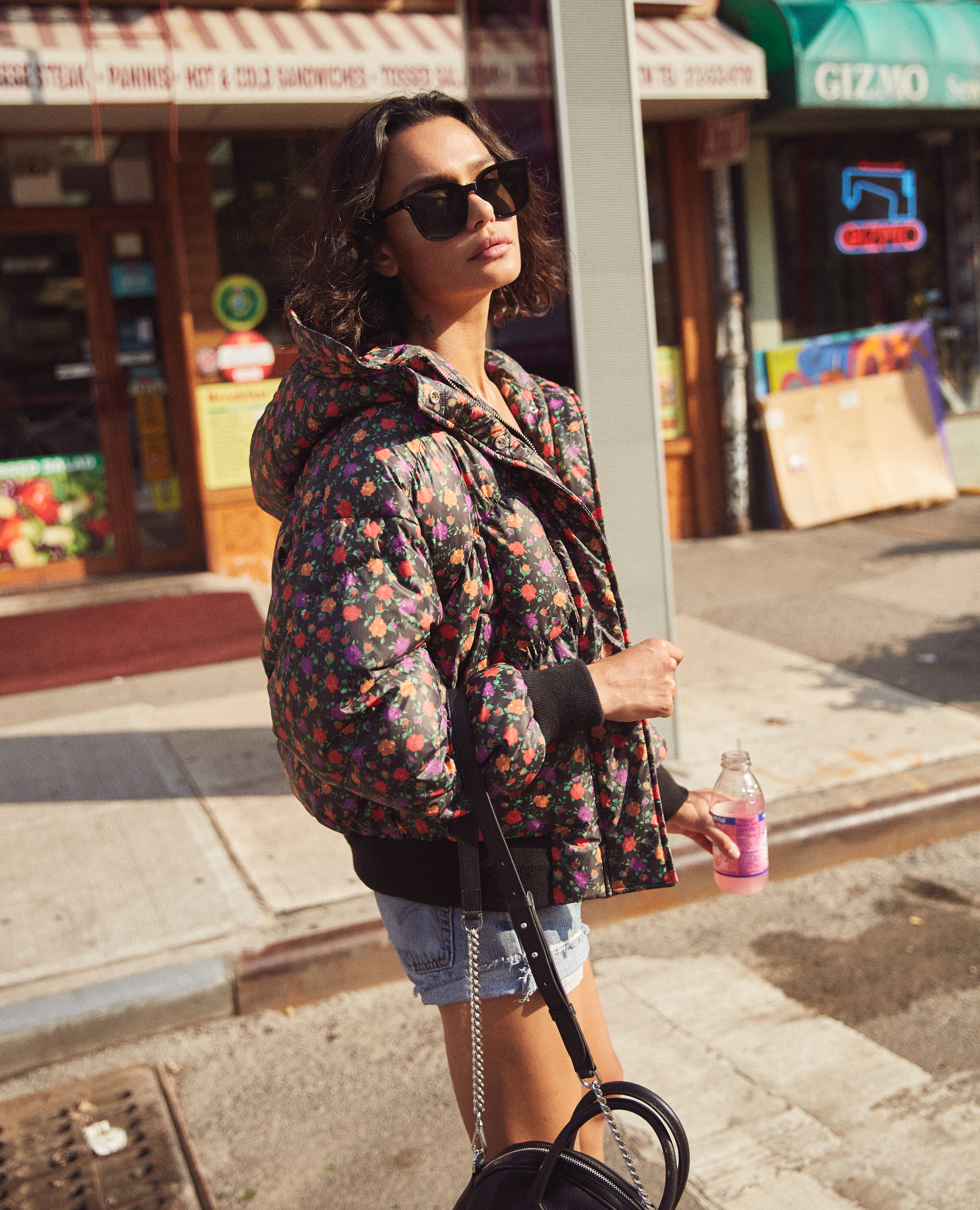 Floral print down jacket discount