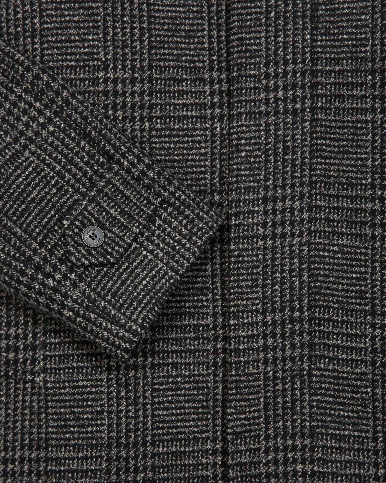 The Kooples HOMME BLACK GREY manteau laine gris foncé à carreaux