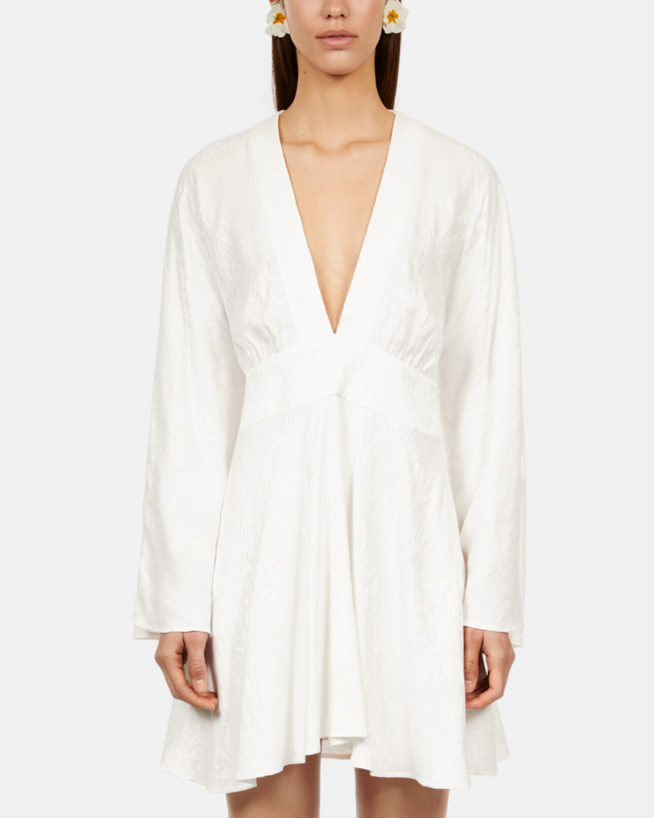 The Kooples WOMEN WHITE short white baroque jacquard dress