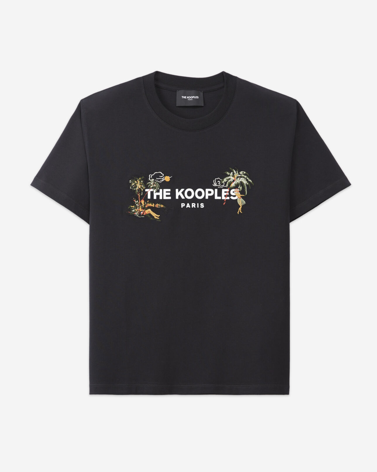 The Kooples WOMEN BLACK embroidered black t-shirt with the kooples logo