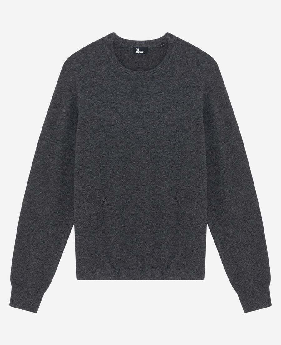 The Kooples HOMME DARK GREY MELANGE pull col rond en cachemire gris