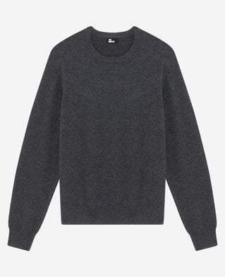 The Kooples HOMME DARK GREY MELANGE pull col rond en cachemire gris