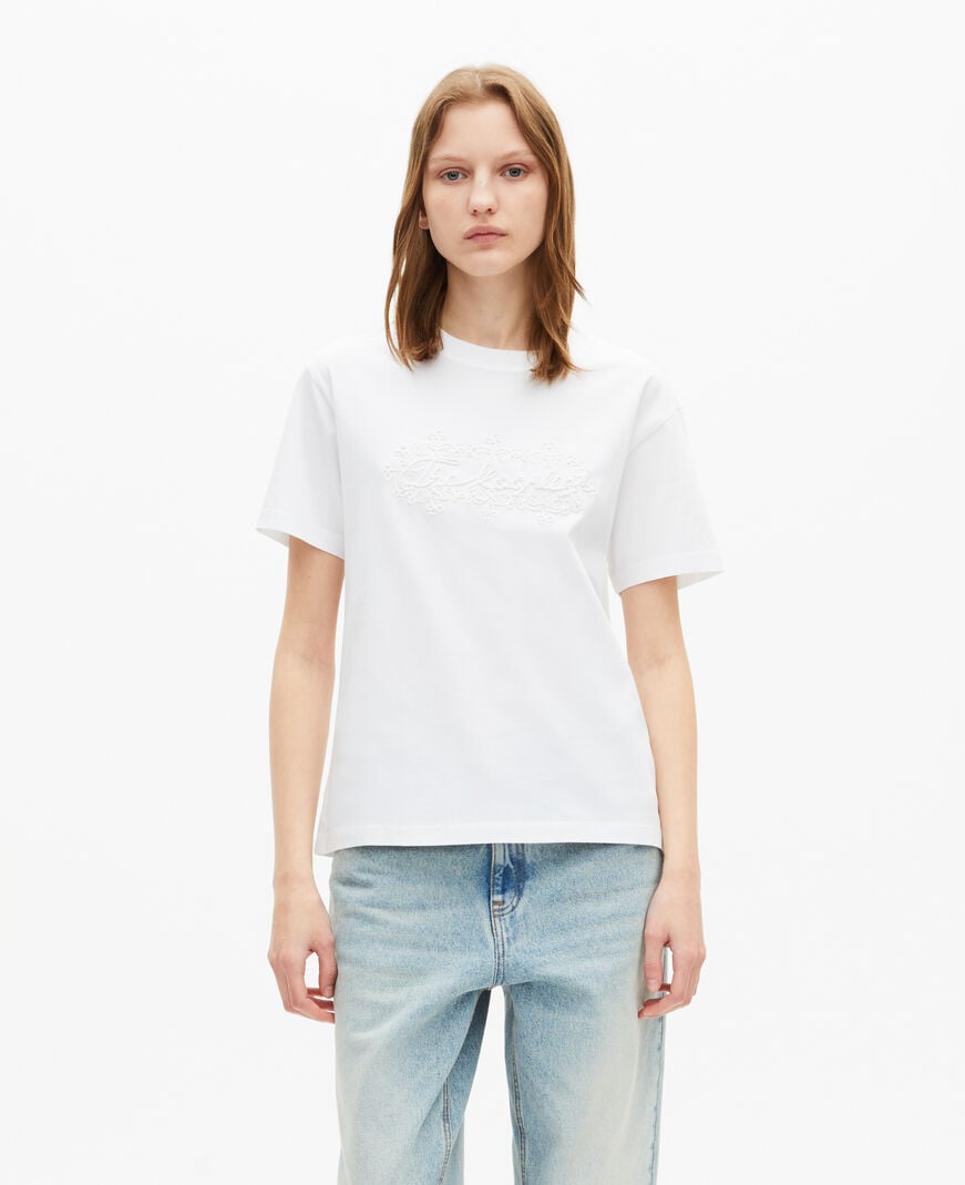 The Kooples FEMME WHITE t-shirt avec broderie logo blanc
