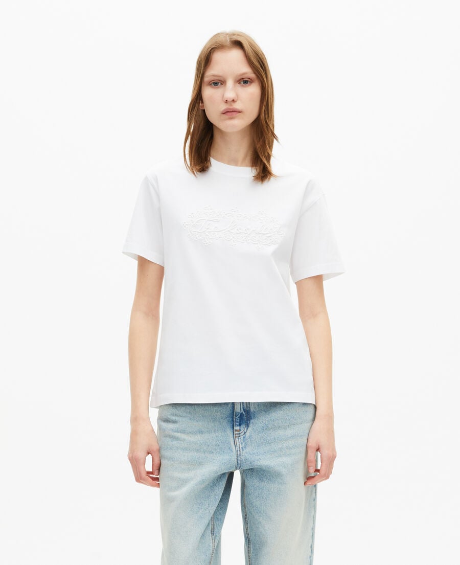 The Kooples F WHITE t-shirt with white logo embroidery