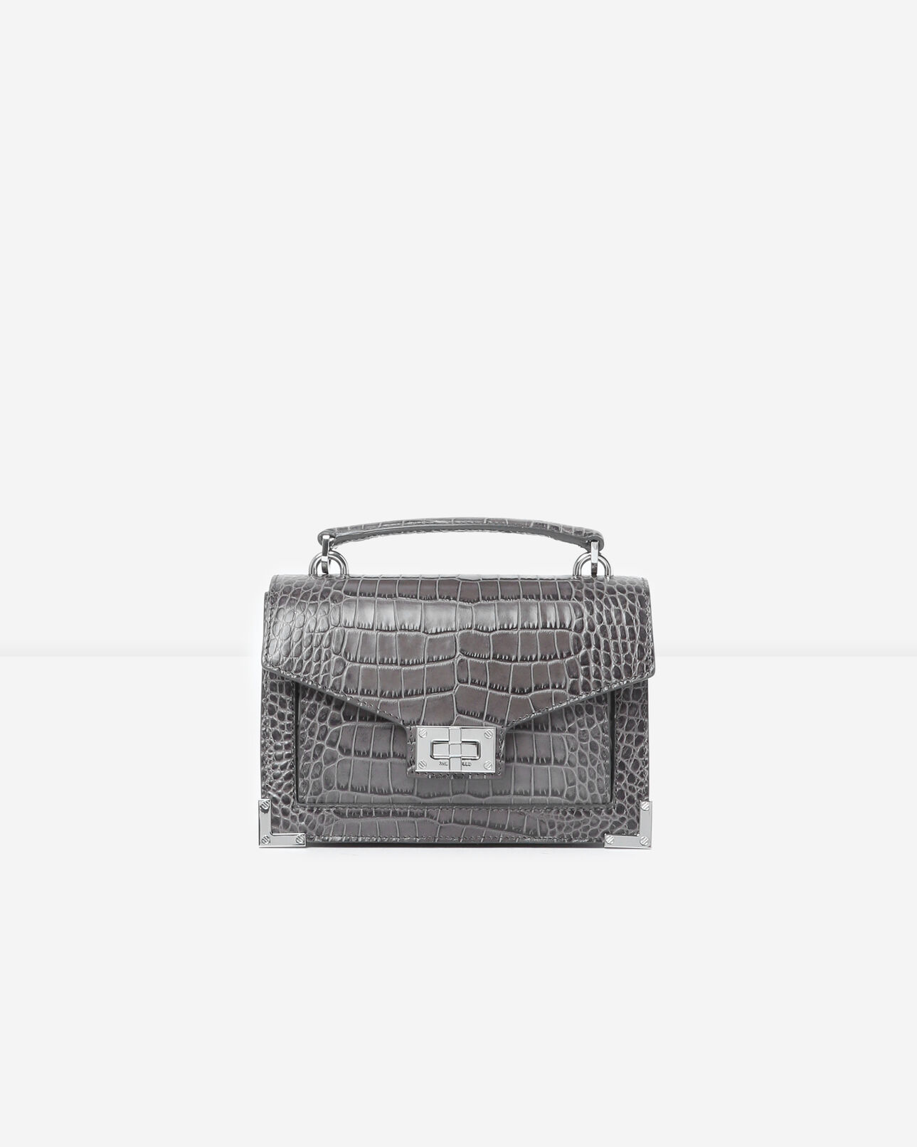 The Kooples DAMEN GREY mini-tasche emily aus leder in dunkelgrauer kroko-optik