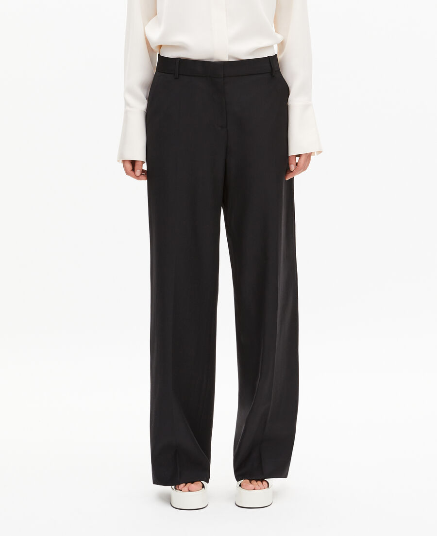 The Kooples FEMME BLACK pantalon large en laine noir